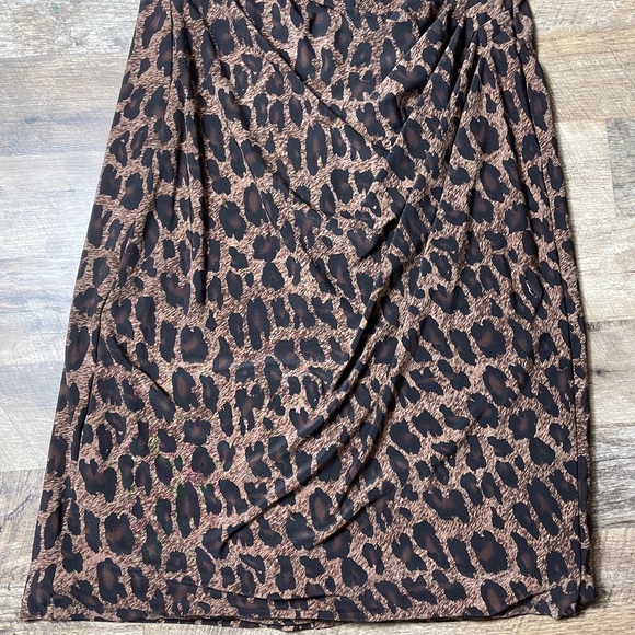 Ralph Lauren Leopard Dress Jersey material Side Ruching sleeveless - Picture 4 of 9
